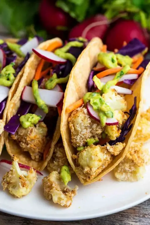 Cauliflower Head Tacos with Avocado Lime Sauce