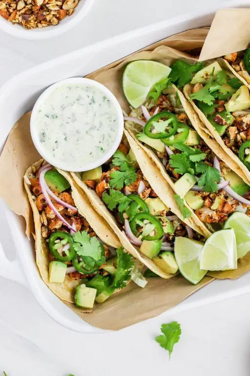 Cauliflower Leaves Tacos with Lime Crema