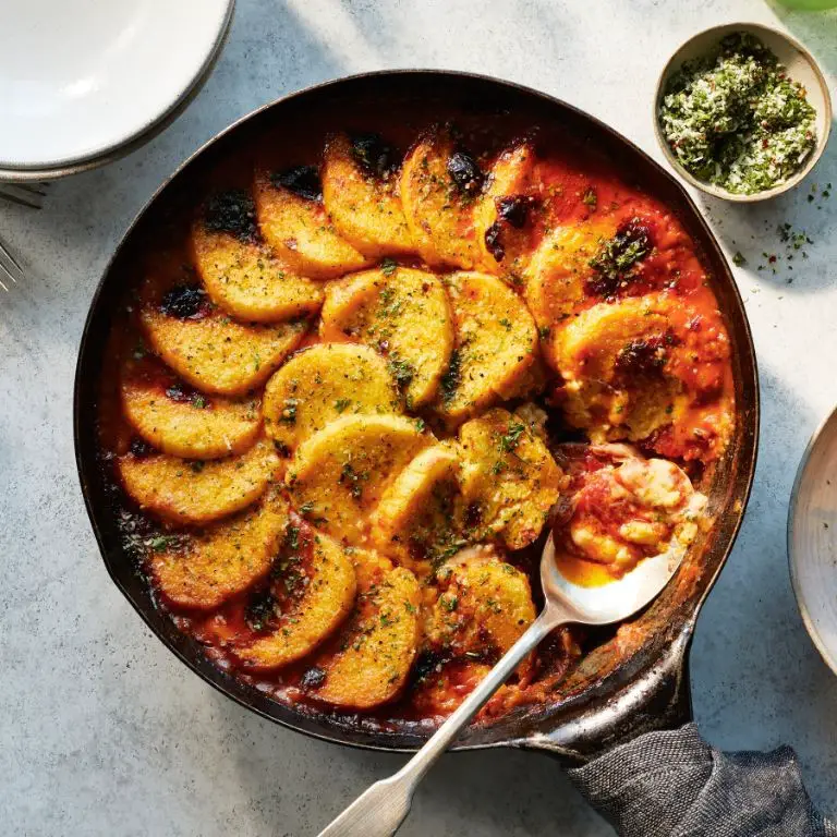 Cheesy Baked Tube Polenta with Marinara Sauce