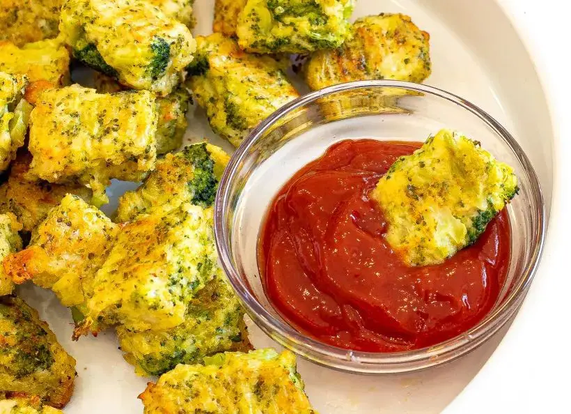 Cheesy Broccoli Tots with Ketchup