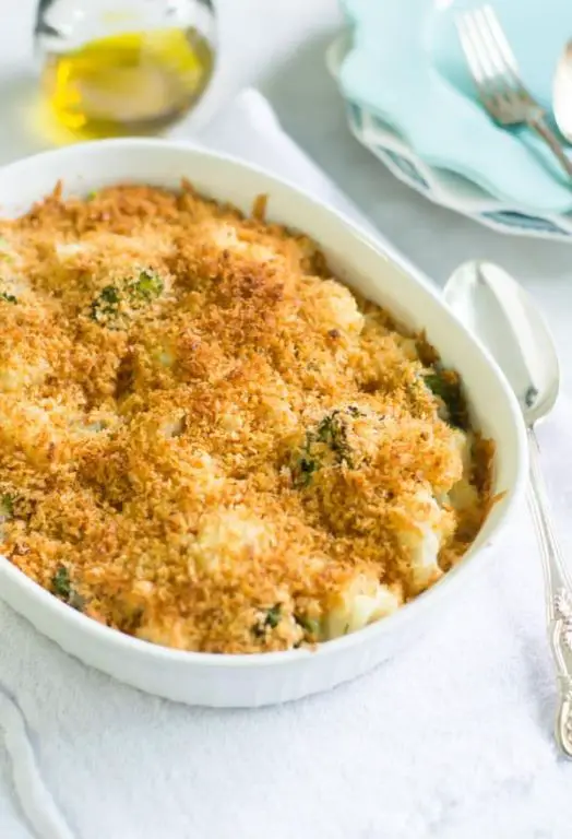 Cheesy Broccoli and Cauliflower Bake