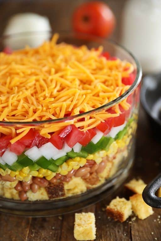 Cheesy Cornbread Salad with Cheddar