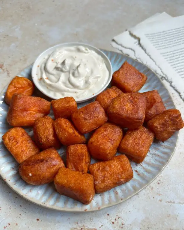 Cheesy Fried Sweet Potato Tots