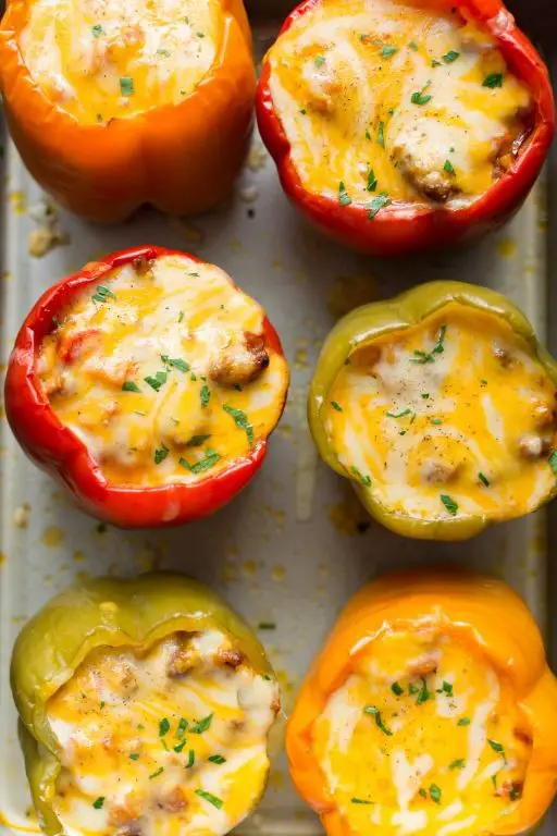 Cheesy Pork Sausage Stuffed Peppers