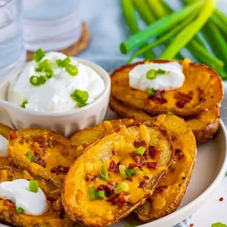 Cheesy Potato Skins with Sour Cream