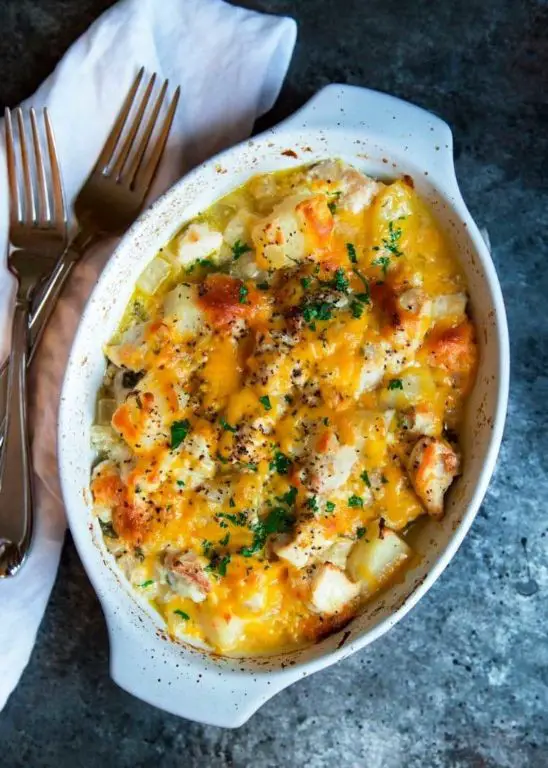 Cheesy Potato and Chicken Bake