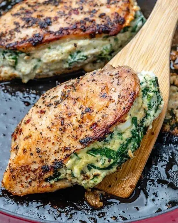 Cheesy Spinach Stuffed Ninja Foodi Chicken Breast