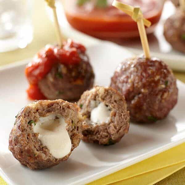 Cheesy Stuffed Cocktail Meatballs