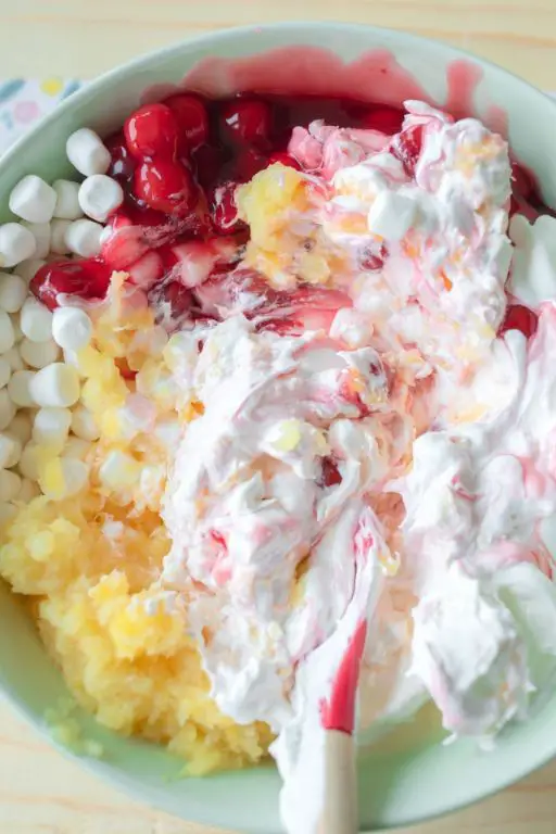 Cherry Almond Fruit Salad with Cool Whip Topping