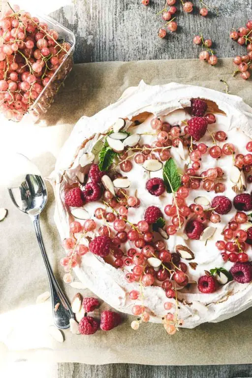 Cherry Almond Pavlova with Toasted Almonds