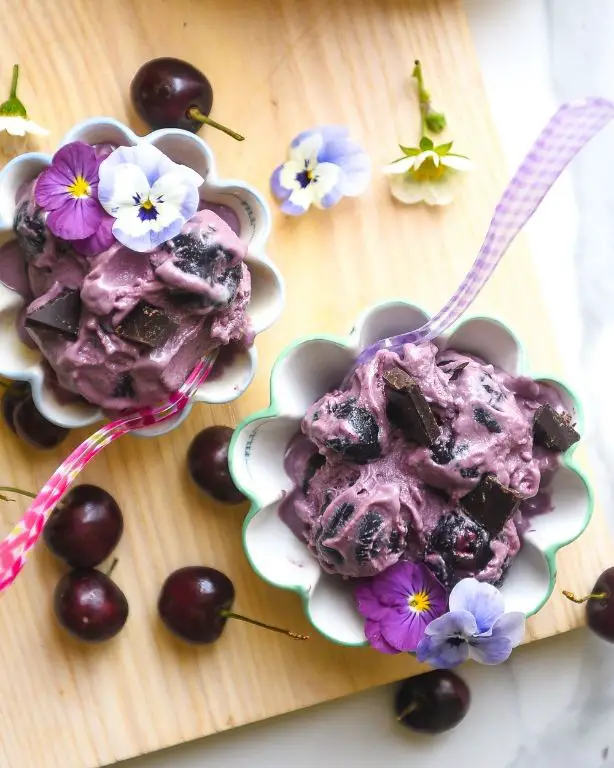 Cherry Blossom Ice Cream with Chocolate Shavings