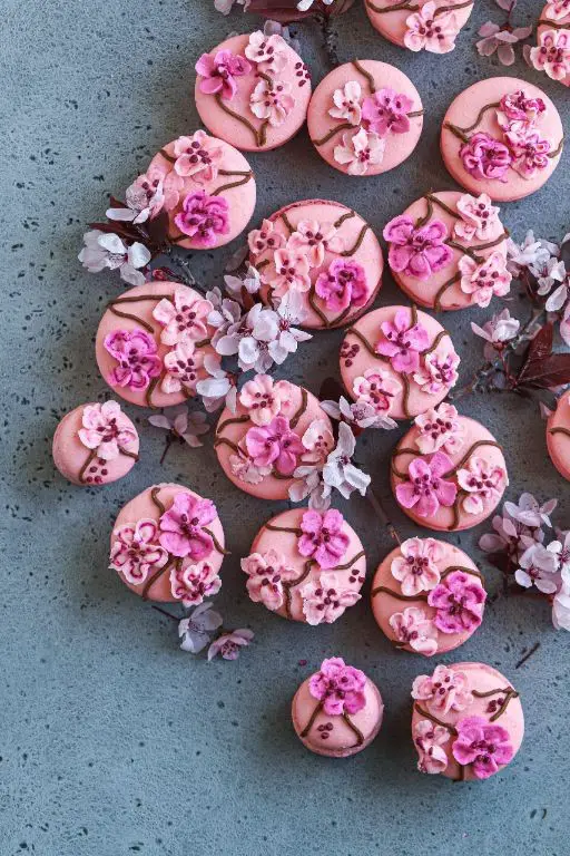Cherry Blossom Macarons with Vanilla Buttercream