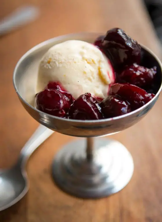 Cherry Compote with Vanilla Ice Cream