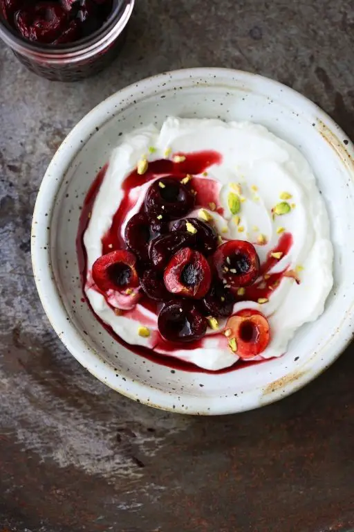 Cherry Compote with Yogurt