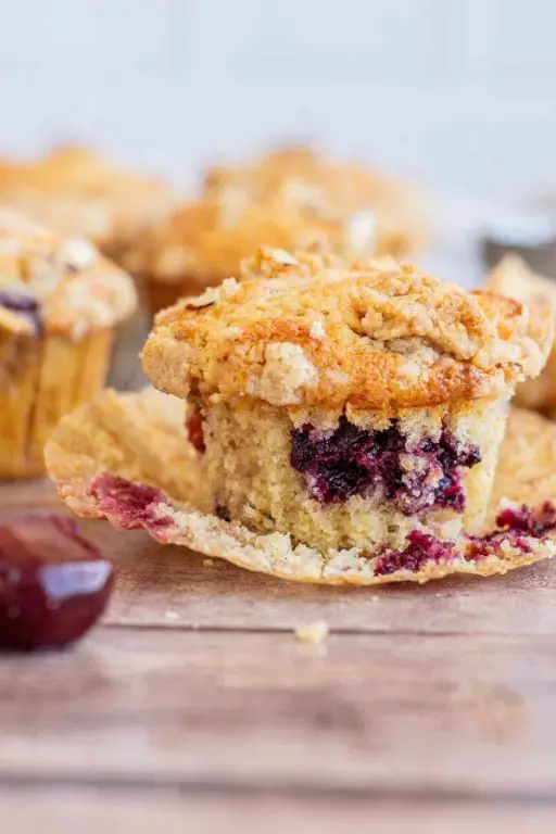 Cherry Muffins with Streusel Topping