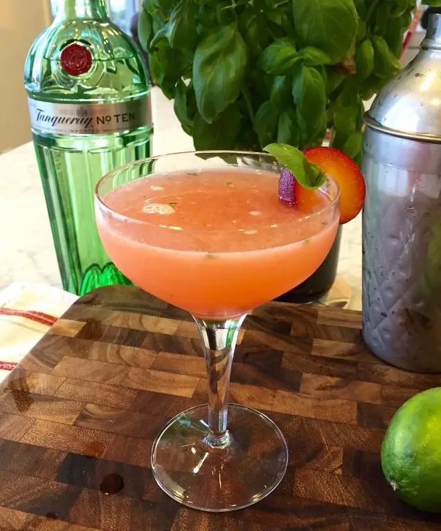 Cherry Plum and Basil Lemonade