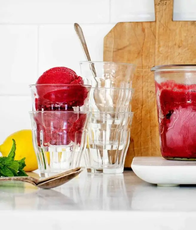Cherry Sorbet with Mint