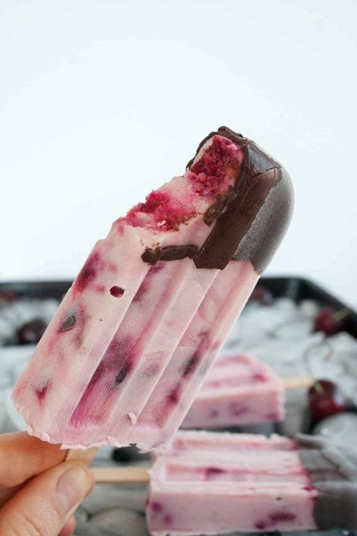 Cherry Vanilla Yogurt Popsicles