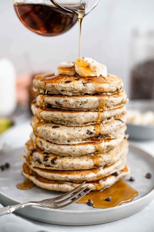 Chia Seed Pancakes with Maple Syrup