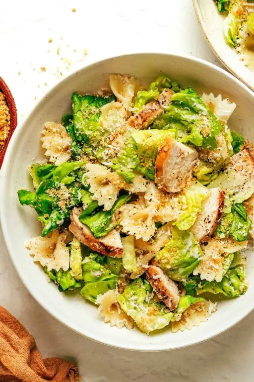 Chicken Caesar Pasta Salad with Croutons