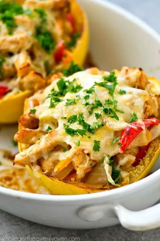 Chicken Fajita Spaghetti Squash Boats