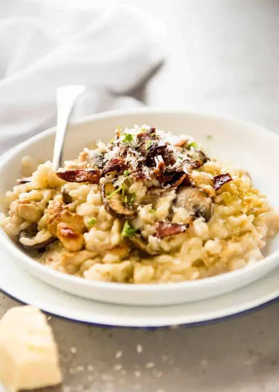 Chicken Milanese with Creamy Mushroom Risotto