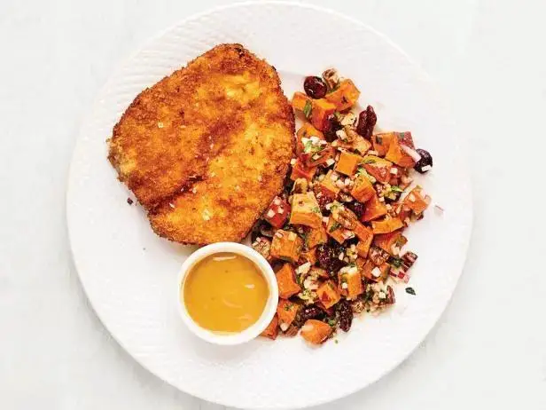 Chicken Milanese with Sweet Potato Fries