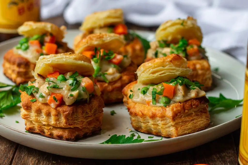 Chicken Pot Pie Puff Pastry Shells