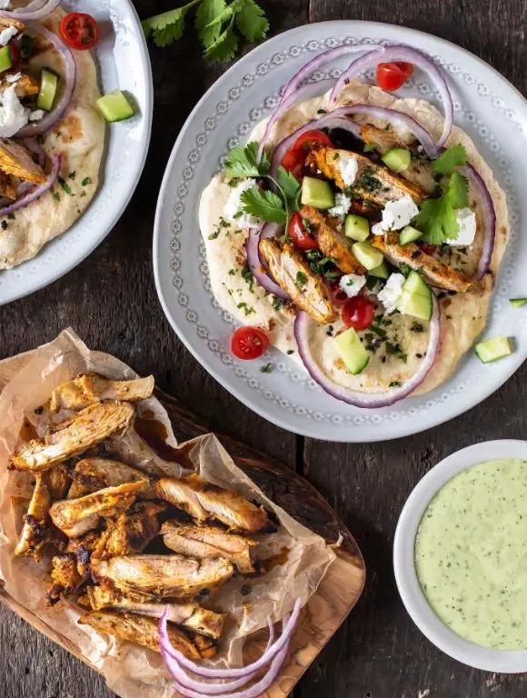 Chicken Shawarma Tacos with Tzatziki