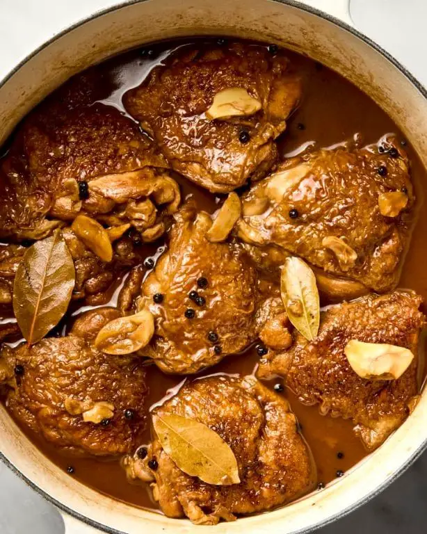 Chicken Thigh Adobo with Garlic and Bay Leaves