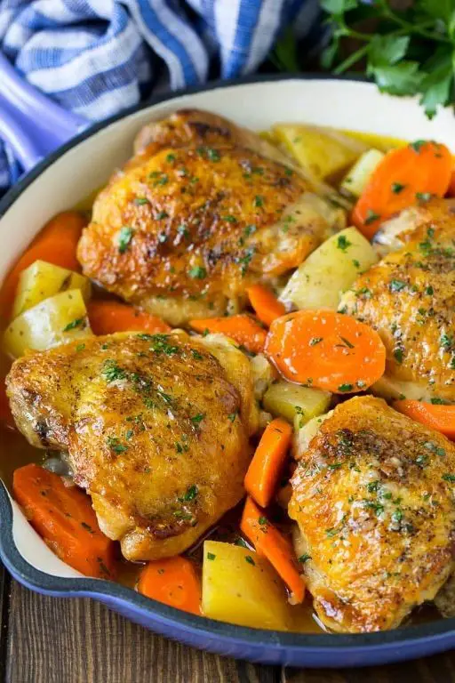 Chicken Thighs with Potatoes and Carrots