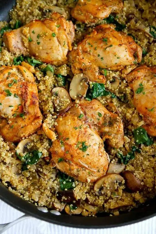 Chicken Thighs with Quinoa and Spinach