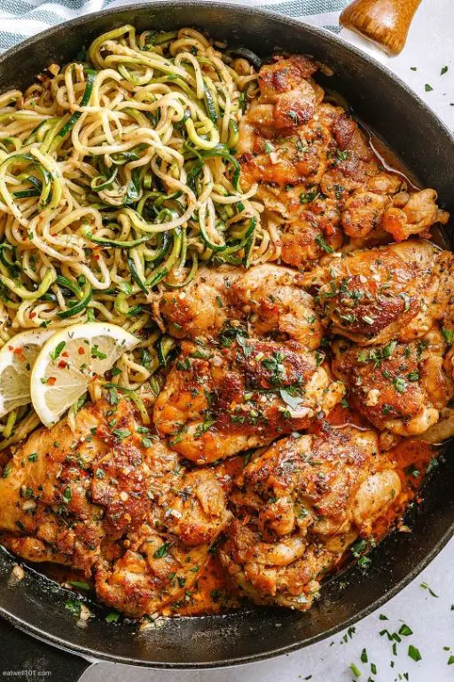 Chicken Thighs with Zucchini Noodles