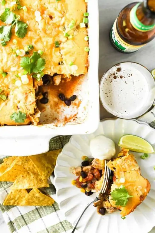 Chicken and Black Bean Casserole with Cornbread Topping