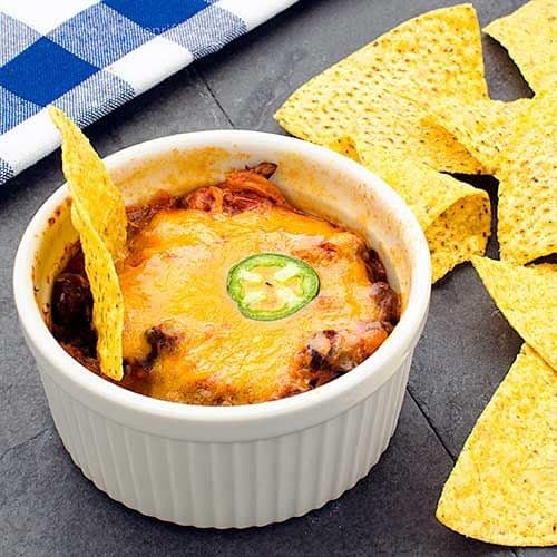Chicken and Black Bean Dip with Tortilla Chips