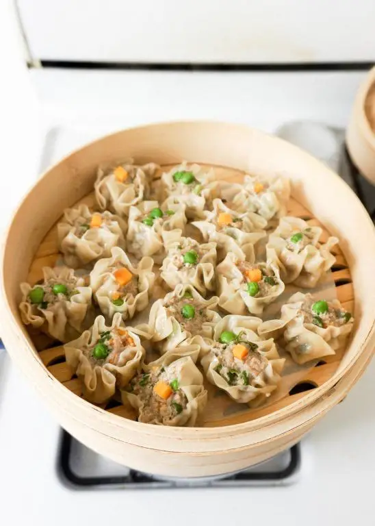 Chicken and Cabbage Shumai with Sesame Oil
