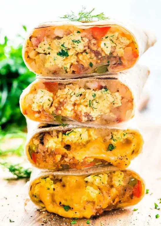 Chicken and Hash Brown Breakfast Burritos