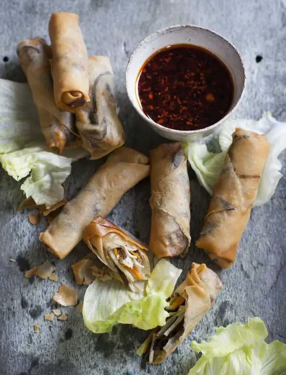 Chicken and Mushroom Spring Rolls