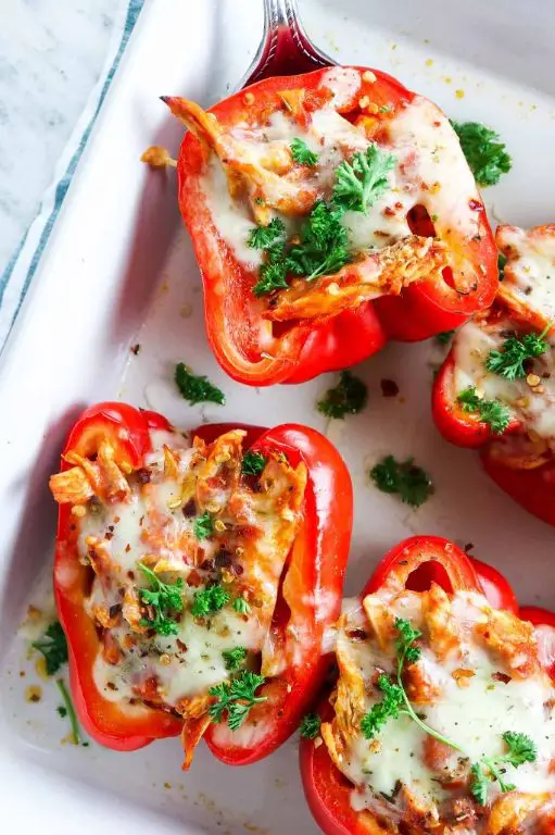 Chicken and Red Wine Stuffed Bell Peppers