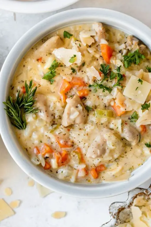 Chicken and Rice Soup with Creamy Herb Broth
