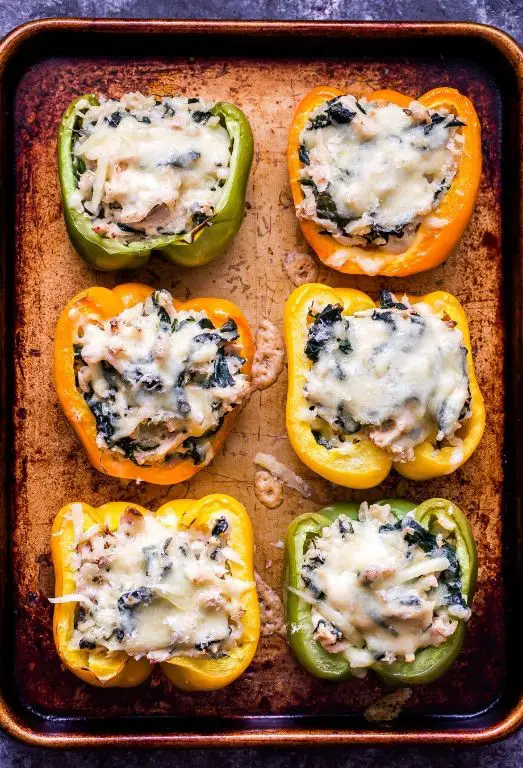 Chicken and Spinach Stuffed Peppers