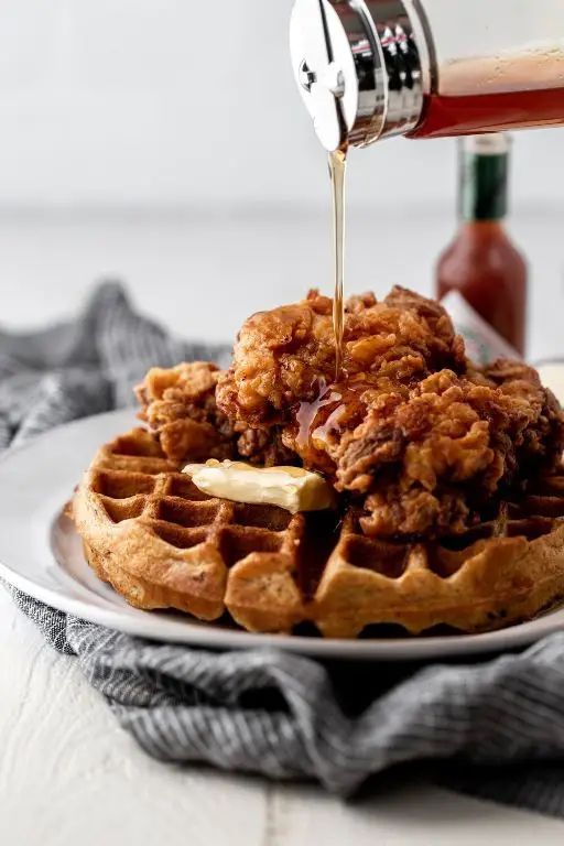 Chicken and Waffles with Maple Syrup