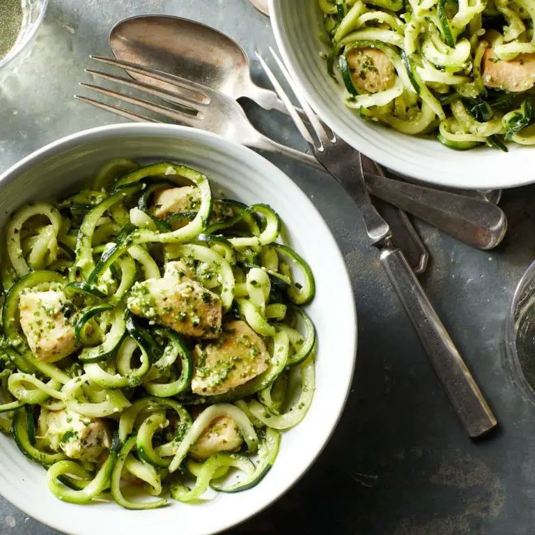 Chicken and Zucchini Noodles with Pesto