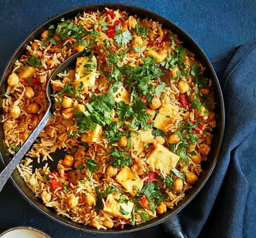 Chickpea and Paneer Biryani