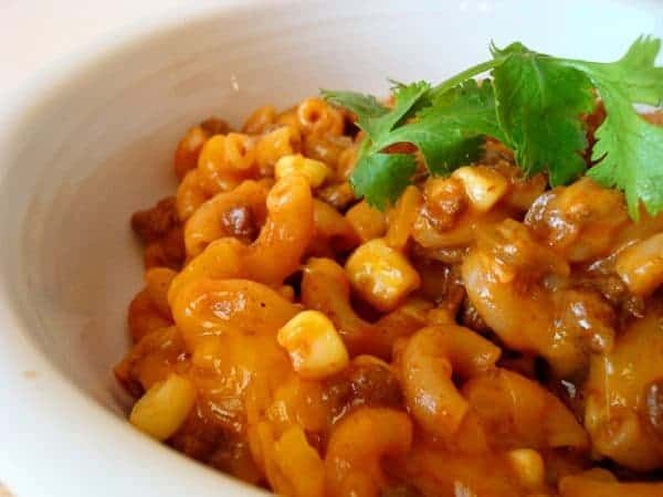 Chili Mac Skillet with Corn and Peppers