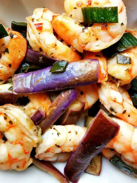 Chinese Eggplant with Shrimp and Garlic