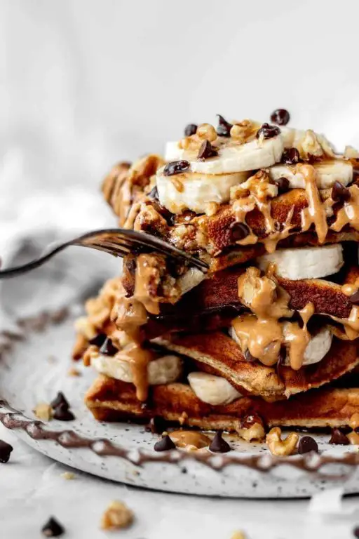 Chocolate Banana Kodiak Cakes Waffles