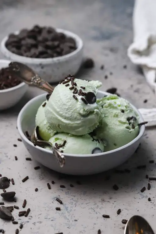 Chocolate Bowl Filled with Mint Chocolate Chip Ice Cream