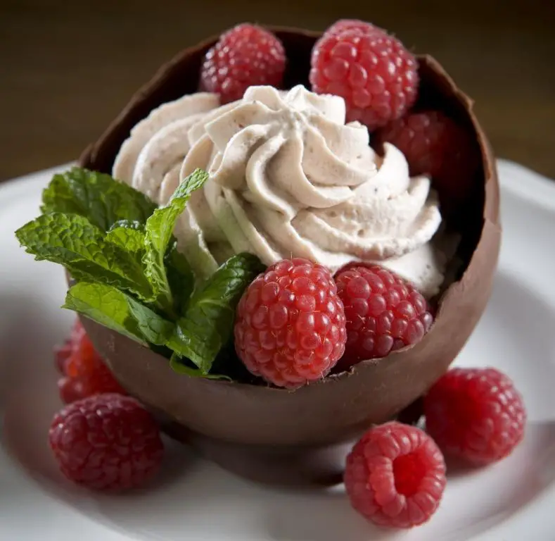 Chocolate Bowl Filled with Raspberry Sorbet