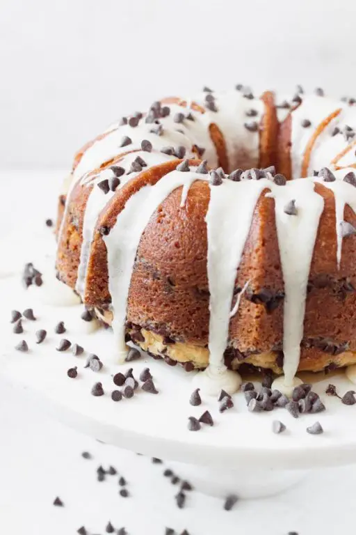 Chocolate Chip Pound Cake with Vanilla Bean Frosting